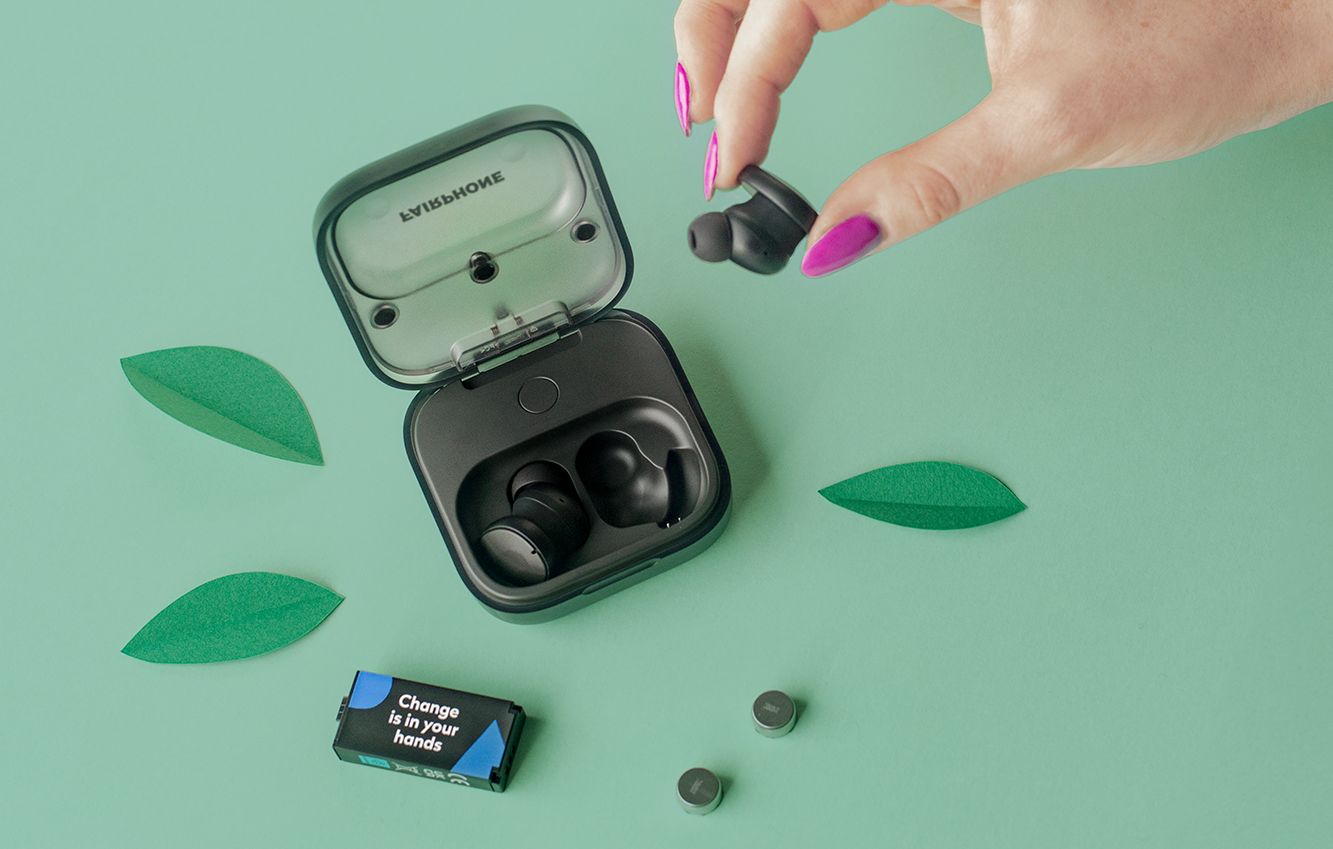 The Fairbuds, from Fairphone, headphones that go green.